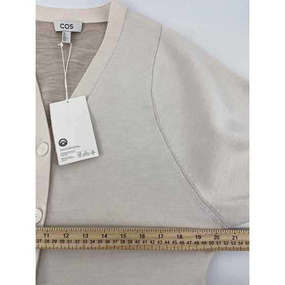 COS Sweater Womens Large Cardigan Beige Heavyweight Quiet Luxury Closet Staple - Picture 4 of 10
